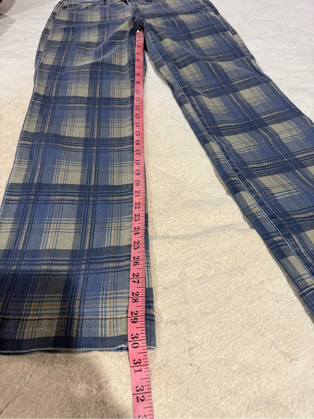 Judy Blue Blue and Beige Plaid Straight Jeans - Picture 5 of 8